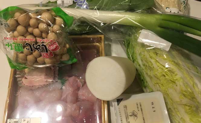 あんこう鍋の材料